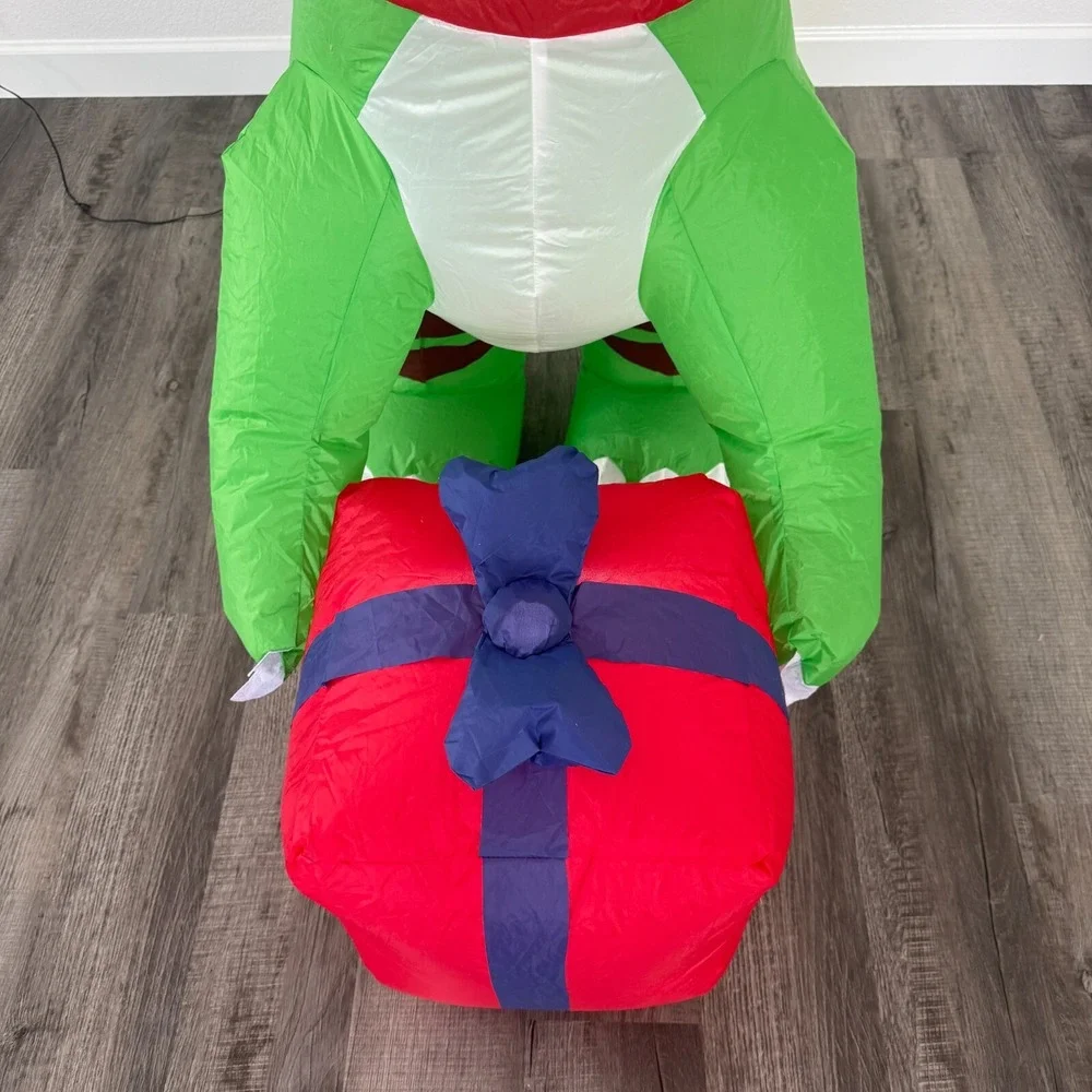 Christmas Santa Riding Dinosaur Airblown Inflatable Decor LED BlowUp Lawn‎ Dino